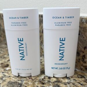 NWT Native Ocean & Timber Paraben & Aluminum Free Deodorant - 2.66 oz each